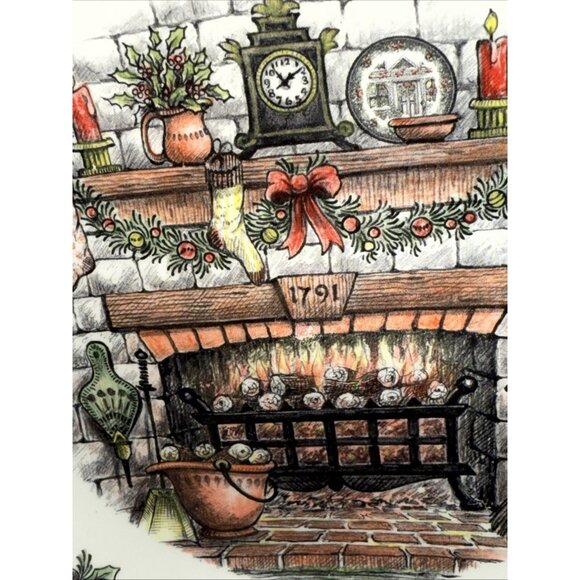 2 Royal Stafford Christmas Fireplace Cereal, Pasta, Soup Bowl 9" - Picture 3 of 7